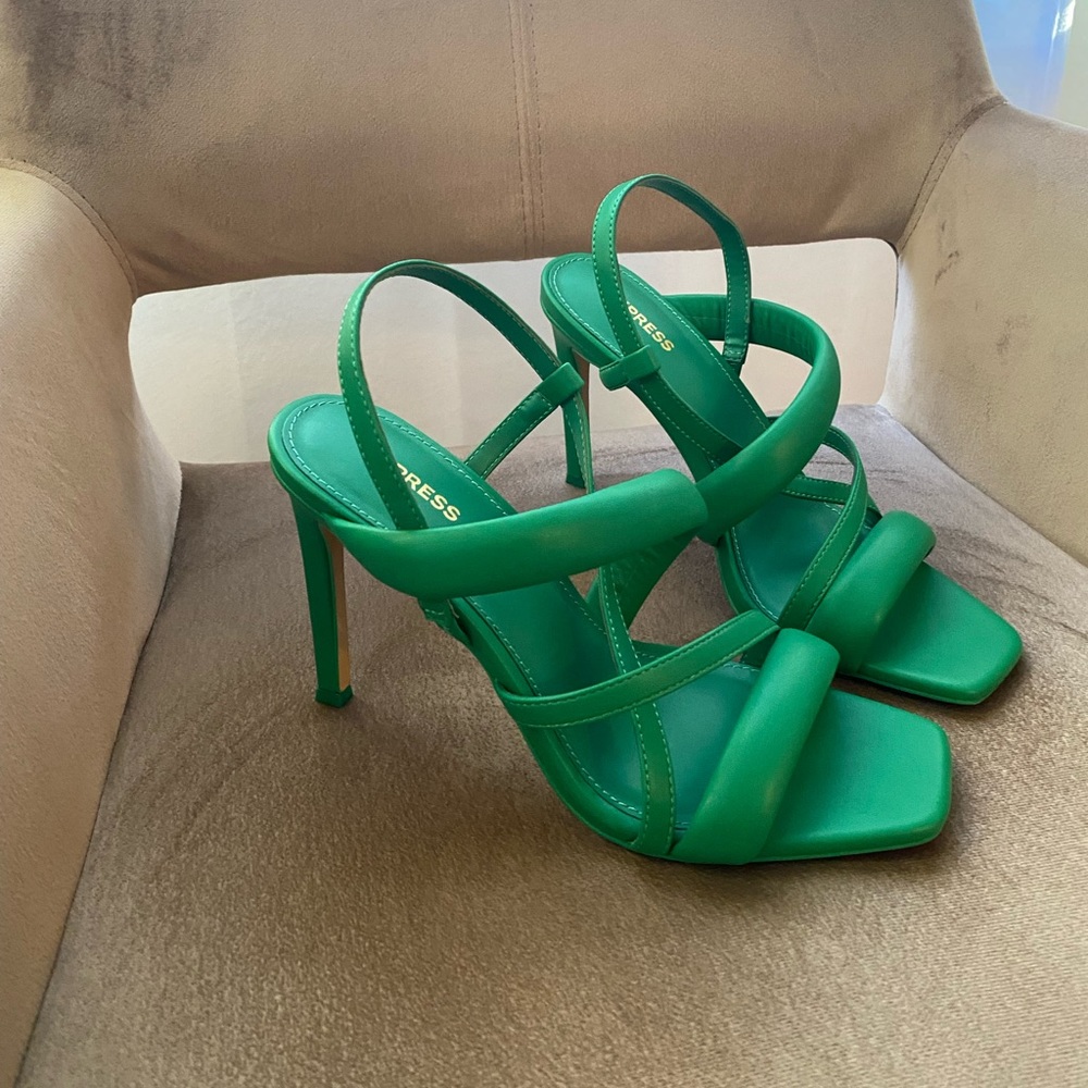 Limited Edition Puff Strappy green Heeled Sandals